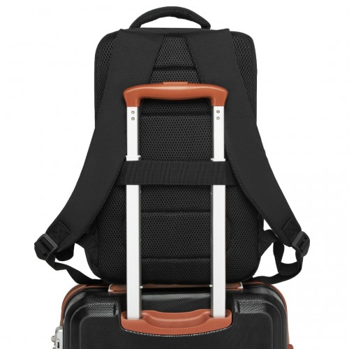 Kono 20L Cabin Backpack with Red Trim for 15.6” Laptop – Water-Resistant Travel Daypack with Luggage Strap - Black