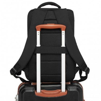 Kono 20L Cabin Backpack with Red Trim for 15.6” Laptop – Water-Resistant Travel Daypack with Luggage Strap - Black