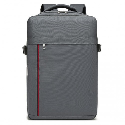 Kono 20L Cabin Backpack - Water-Resistant Travel Daypack with Red Trim for 15.6” Laptop - Grey