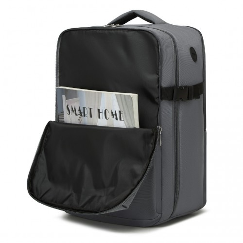 Kono 20L Cabin Backpack - Water-Resistant Travel Daypack with Red Trim for 15.6” Laptop - Grey