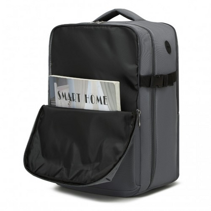 Kono 20L Cabin Backpack - Water-Resistant Travel Daypack with Red Trim for 15.6” Laptop - Grey