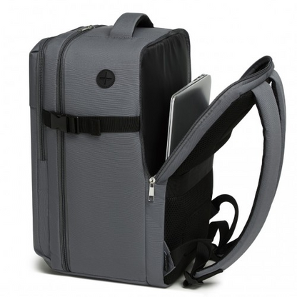 Kono 20L Cabin Backpack - Water-Resistant Travel Daypack with Red Trim for 15.6” Laptop - Grey