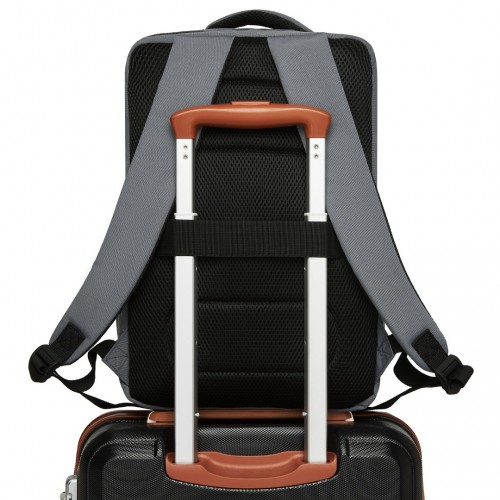 Kono 20L Cabin Backpack - Water-Resistant Travel Daypack with Red Trim for 15.6” Laptop - Grey