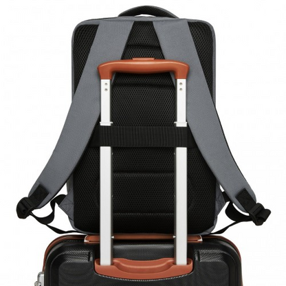 Kono 20L Cabin Backpack - Water-Resistant Travel Daypack with Red Trim for 15.6” Laptop - Grey