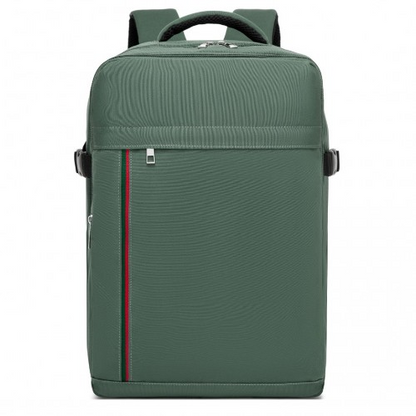 Kono 20L Cabin Backpack with Red Trim for 15.6” Laptop – Water-Resistant Travel Daypack with Luggage Strap - Green