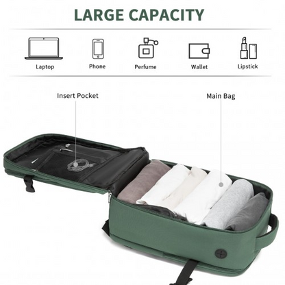 Kono 20L Cabin Backpack with Red Trim for 15.6” Laptop – Water-Resistant Travel Daypack with Luggage Strap - Green