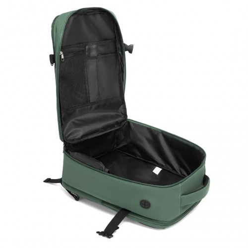 Kono 20L Cabin Backpack with Red Trim for 15.6” Laptop – Water-Resistant Travel Daypack with Luggage Strap - Green