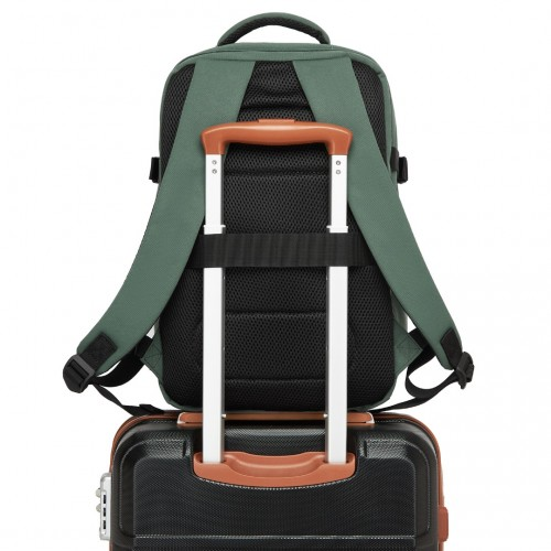 Kono 20L Cabin Backpack with Red Trim for 15.6” Laptop – Water-Resistant Travel Daypack with Luggage Strap - Green