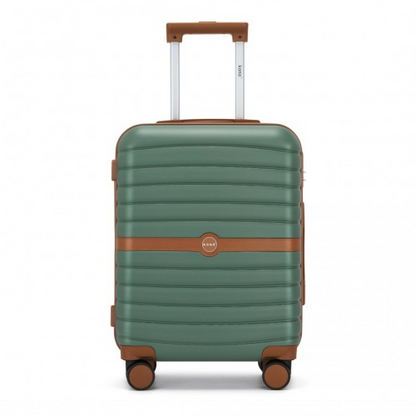 Kono PC 20-Inch Striped Design Carry-On Cabin Suitcase with Silent Spinner Wheels - Green and Brown