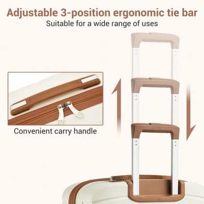 Kono 20-Inch Scratch-Resistant Cabin Suitcase with TSA Lock & Stylish Brown Accents - Cream and Brown