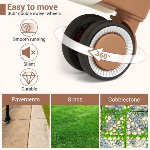 Kono 20-Inch Scratch-Resistant Cabin Suitcase with TSA Lock & Stylish Brown Accents - Cream and Brown