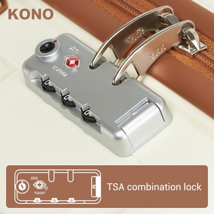 Kono 20-Inch Scratch-Resistant Cabin Suitcase with TSA Lock & Stylish Brown Accents - Cream and Brown