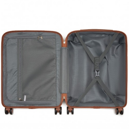 Kono 20-Inch Lightweight Scratch-Resistant Cabin Suitcase with TSA Lock & Elegant Brown Accents - Black/Brown