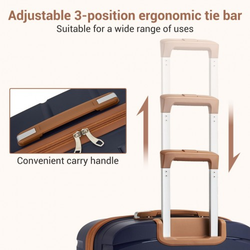 Kono 20-Inch Modern Scratch-Resistant Cabin Suitcase with TSA Lock & Stylish Brown Accents - Navy and Brown