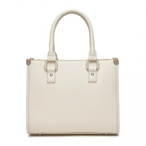 Miss Lulu PU Leather Tote Bag with Woven Trim and Detachable Ethnic Strap - Beige