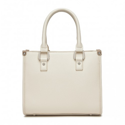 Miss Lulu PU Leather Tote Bag with Woven Trim and Detachable Ethnic Strap - Beige