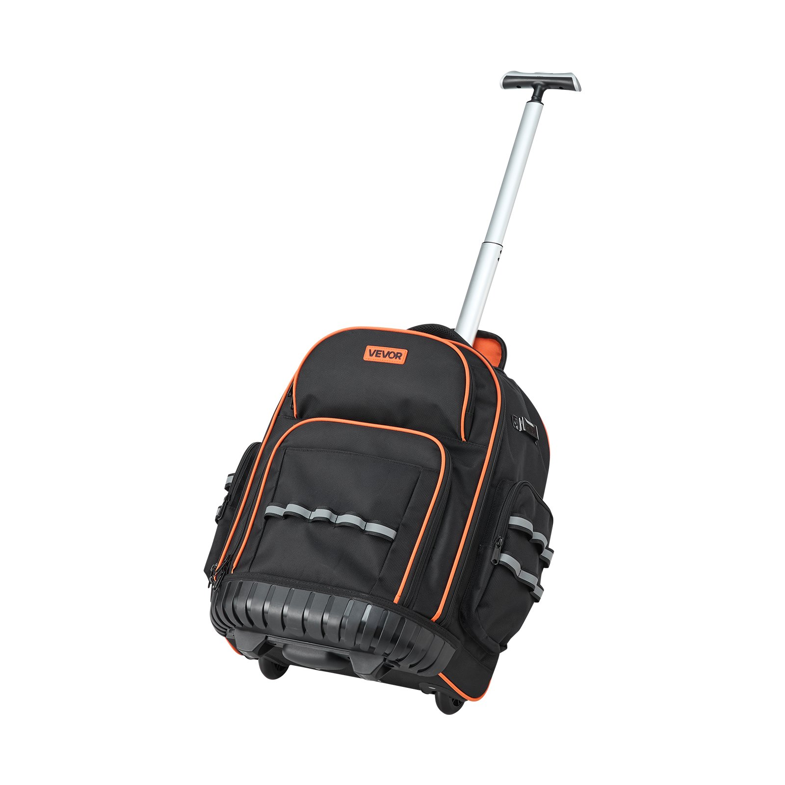 VEVOR Rolling Tool Backpack - 110 lbs Load Capacity, 45 Pockets, Heavy Duty Roller Tool Bag with Wheels, Adjustable Telescoping Handle & Stable Base for Construction & Mechanics