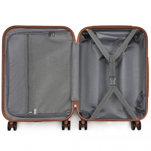 Kono Stylish 20 Inch Polka Dot Hard Shell Cabin Suitcase with TSA Lock - Yellow and Brown