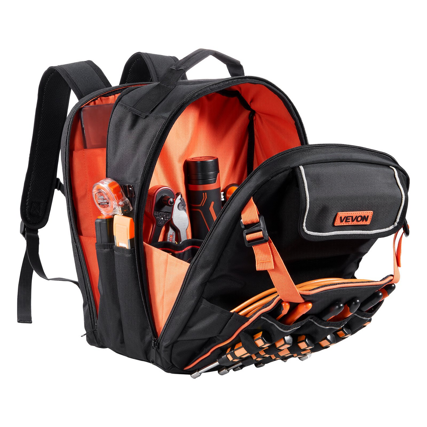 VEVOR Heavy-Duty Tool Backpack, 45 Pockets, Reinforced Base, Laptop Compartment – Ideal for Electricians & Repairmen