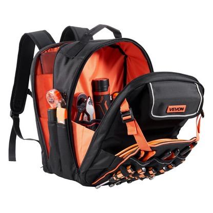 VEVOR Heavy-Duty Tool Backpack, 45 Pockets, Reinforced Base, Laptop Compartment – Ideal for Electricians & Repairmen