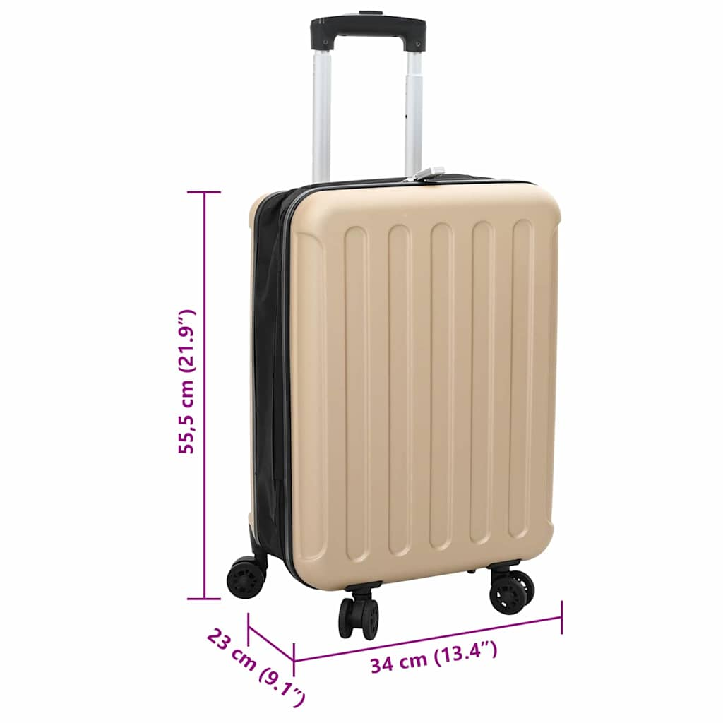 vidaXL Suitcase Folding - Champagne 34 x 23 x 55.5 cm - Durable ABS Plastic, Modern & Travel-Friendly
