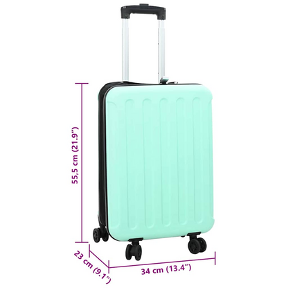 vidaXL Suitcase Folding Mint Green - Durable 34 x 23 x 55.5 cm ABS Plastic Travel Luggage