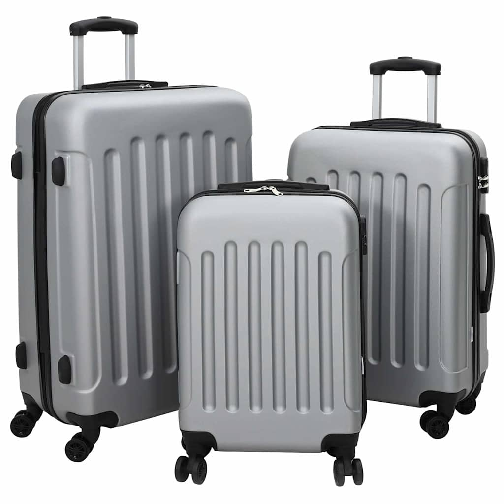 vidaXL Suitcase with Lock 3 pcs Silver 50 x 31 x 78 cm ABS Plastic
