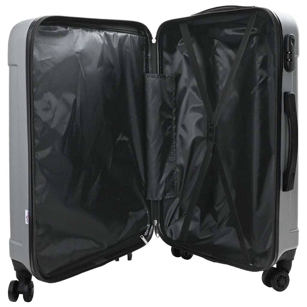 vidaXL Suitcase with Lock 3 pcs Silver 50 x 31 x 78 cm ABS Plastic