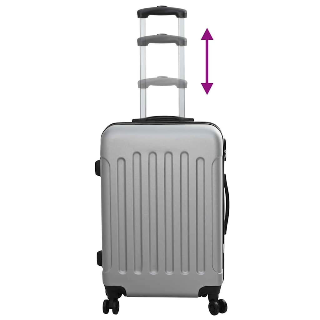 vidaXL Suitcase with Lock 3 pcs Silver 50 x 31 x 78 cm ABS Plastic