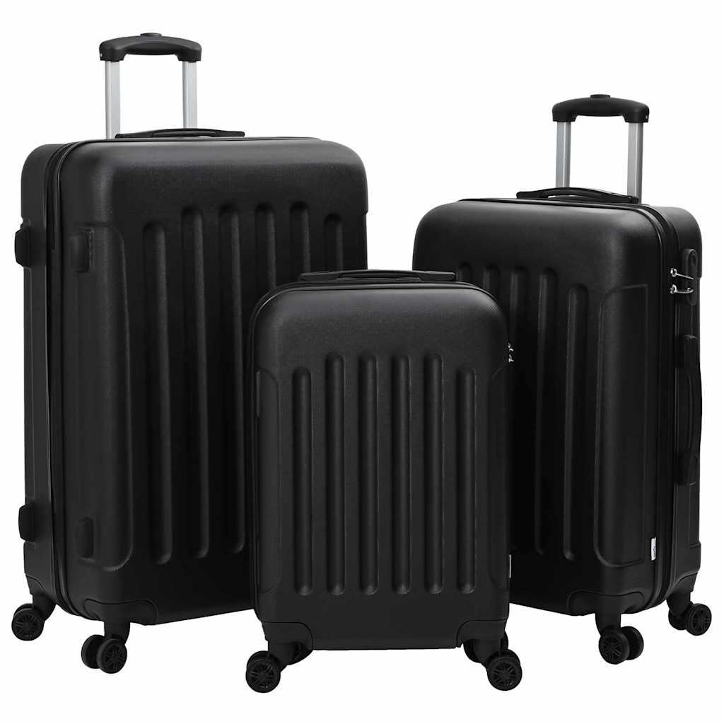 vidaXL Suitcase with Lock 3 pcs Black 50 x 31 x 78 cm ABS Plastic