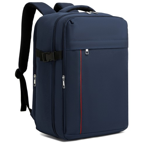 Kono 20L Cabin Backpack with Red Trim - Fits 15.6” Laptop, Water-Resistant Travel Daypack with Luggage Strap - Navy