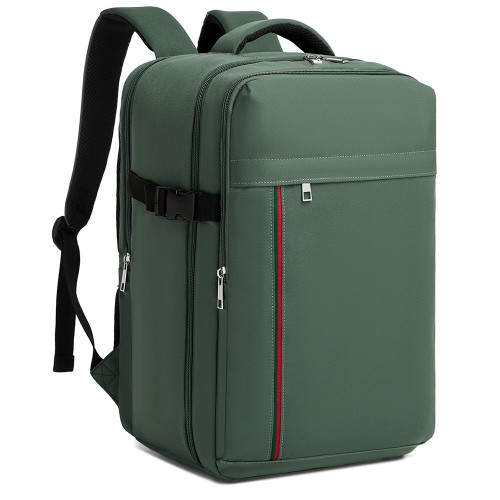 Kono 20L Cabin Backpack with Red Trim for 15.6” Laptop – Water-Resistant Travel Daypack with Luggage Strap - Green