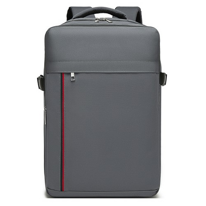 Kono 20L Cabin Backpack - Water-Resistant Travel Daypack with Red Trim for 15.6” Laptop - Grey