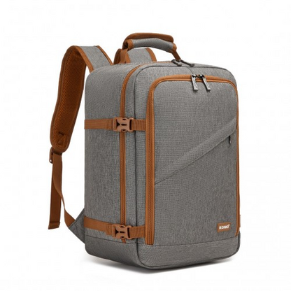 Kono Multi-purpose Business Carry-On Backpack – Fits 15.6" Laptop, Ideal for Work, Travel & Daily Commute - Grey and Brown