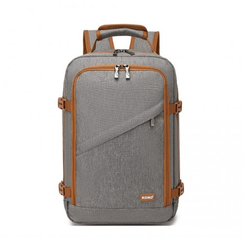 Kono Multi-purpose Business Carry-On Backpack – Fits 15.6" Laptop, Ideal for Work, Travel & Daily Commute - Grey and Brown