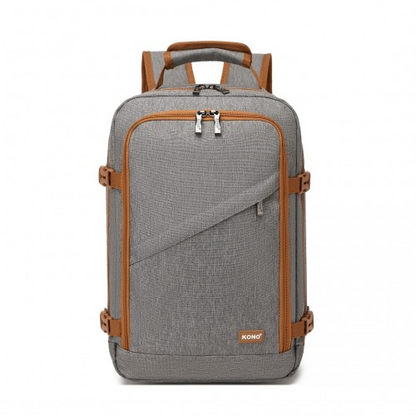 Kono Multi-purpose Business Carry-On Backpack – Fits 15.6" Laptop, Ideal for Work, Travel & Daily Commute - Grey and Brown