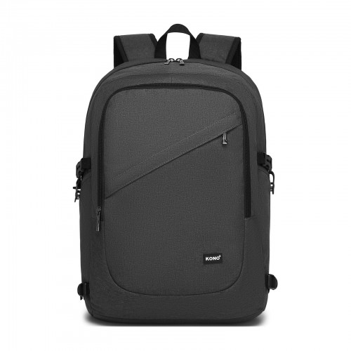 Kono Modern Urban Style Laptop Backpack – School & Commuter Rucksack with USB & Type-C Charging Port - Dark Grey