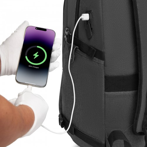 Kono Modern Urban Style Laptop Backpack – School & Commuter Rucksack with USB & Type-C Charging Port - Dark Grey