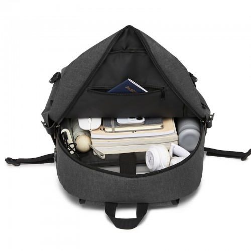 Kono Modern Urban Style Laptop Backpack – School & Commuter Rucksack with USB & Type-C Charging Port - Dark Grey