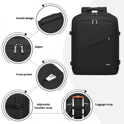 Kono Multi-purpose Business Medium-sized Backpack – Fits 15.6" Laptop, Ideal for Work, Travel & Daily Commute - Black