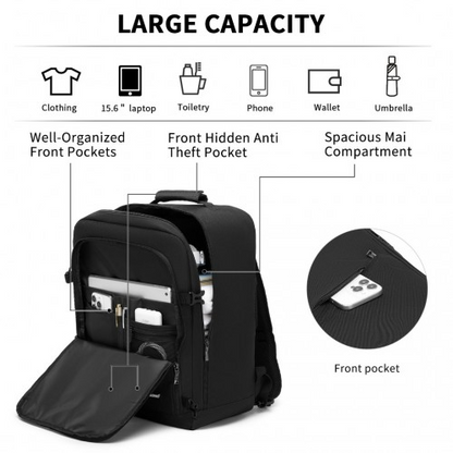 Kono Multi-purpose Business Medium-sized Backpack – Fits 15.6" Laptop, Ideal for Work, Travel & Daily Commute - Black