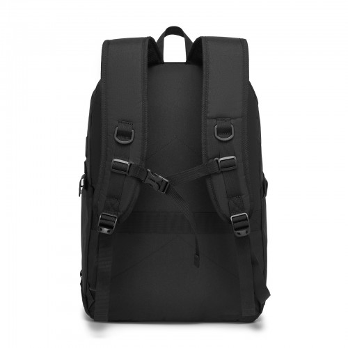 Kono Modern Urban Style Laptop Backpack - School & Commuter Rucksack with USB & Type-C Charging Port - Black