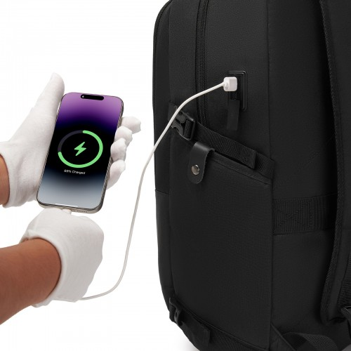 Kono Modern Urban Style Laptop Backpack - School & Commuter Rucksack with USB & Type-C Charging Port - Black