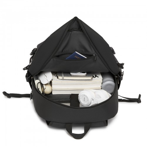 Kono Modern Urban Style Laptop Backpack - School & Commuter Rucksack with USB & Type-C Charging Port - Black