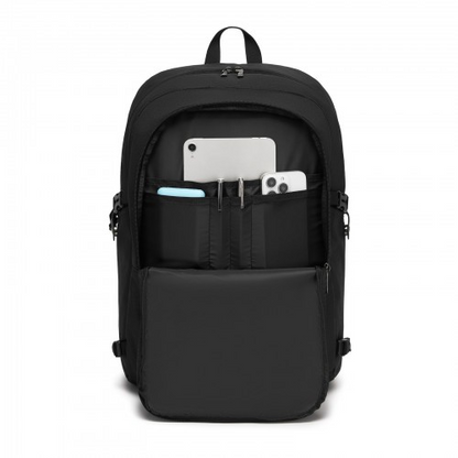 Kono Modern Urban Style Laptop Backpack - School & Commuter Rucksack with USB & Type-C Charging Port - Black