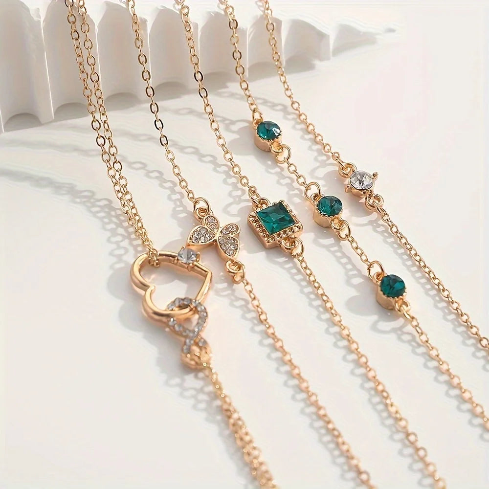 5Pcs Rhinestone Butterfly Bracelet Fashion