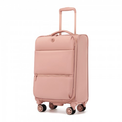 20 inch Women's Pink Softshell Lightweight Suitcase with Spinner Wheels & Spacious Compartments - KSN2593