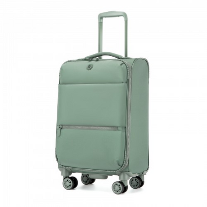 20 inch Women's Lightweight Softshell Suitcase with Spinner Wheels and Spacious Compartments - Green