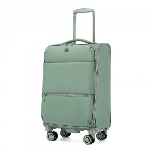 20 inch Women's Lightweight Softshell Suitcase with Spinner Wheels and Spacious Compartments - Green