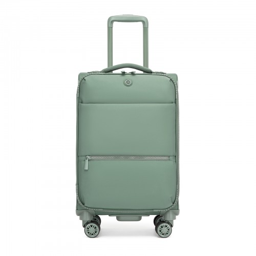 20 inch Women's Lightweight Softshell Suitcase with Spinner Wheels and Spacious Compartments - Green